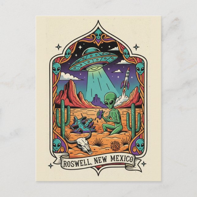 Carte Postale Roswell Nouveau-Mexique Alien (Devant)