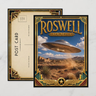 Carte Postale Roswell Nouveau-Mexique Art Déco Vintage Âge d'Or