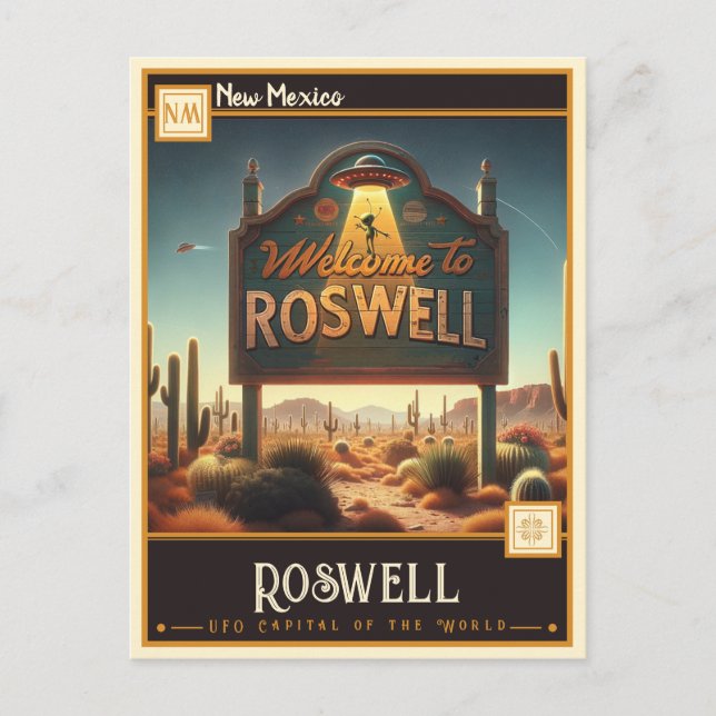 Carte Postale Roswell, Nouveau-Mexique | VINTAGE (Devant)
