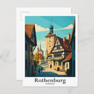 Carte Postale Rothenburg Allemagne Vintage voyage d'art