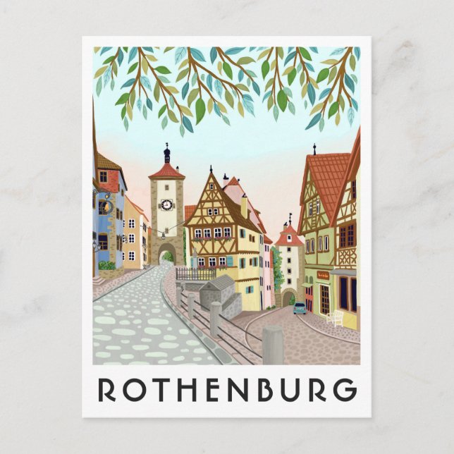 Carte Postale Rothenburg Germany Town View Travel Illustration (Devant)