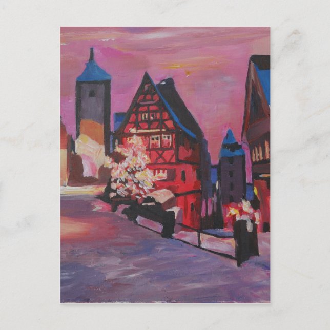 Carte Postale Rothenburg Tauber Allemagne romantique en hiver (Devant)