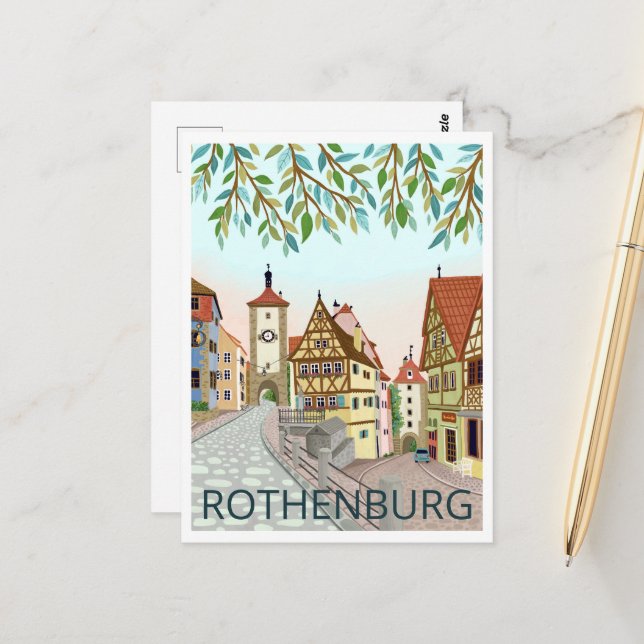 Carte Postale Rothenburg Ville Voir l'illustration de voyage (Devant/Arrière en situation)