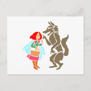 Carte Postale Rotkäppchen Wolf petite hotte rouge
