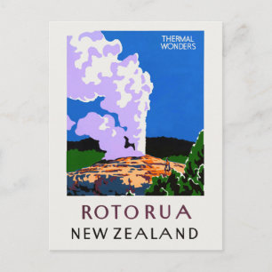 Carte Postale Rotorua New Zealand Poster vintage années 1930