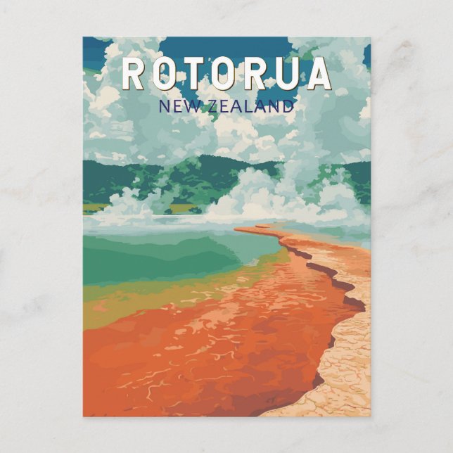 Carte Postale Rotorua Nouvelle-Zélande Illustration Art de voyag (Devant)