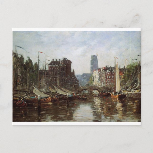 Carte Postale Rotterdam, Le Pont de Bourse par Eugene Boudin (Devant)