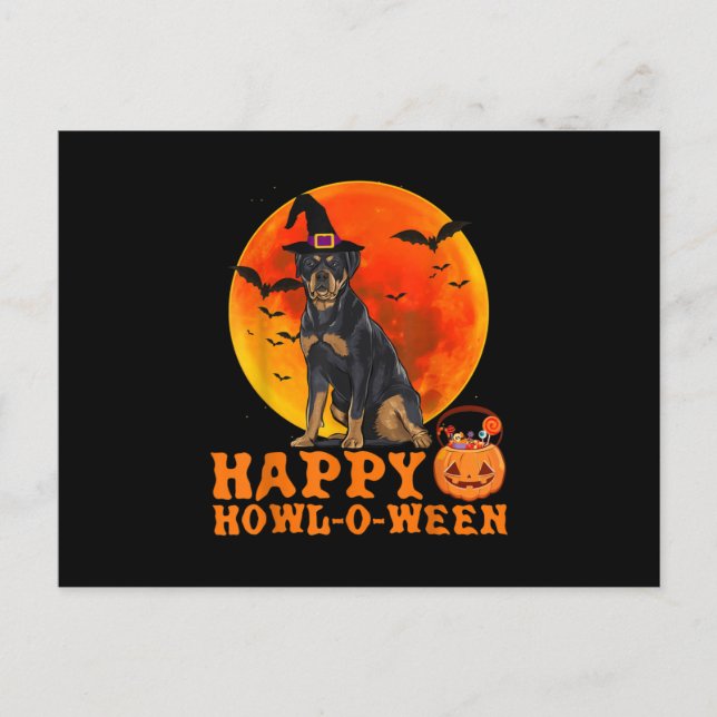 Carte Postale Rottweiler drôle Joyeux Halloween Chien Amateurs c (Devant)
