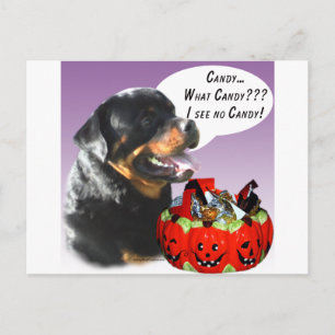 Carte Postale Rottweiler Halloween Candy