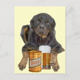 Carte Postale Rottweiler ne touchez pas ma bière