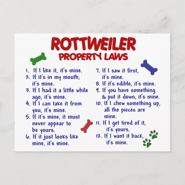 Carte Postale ROTTWEILER, propriété Lois 2 (Devant)