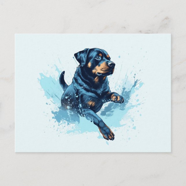 Carte Postale Rottweiler Sports d'eau (Devant)
