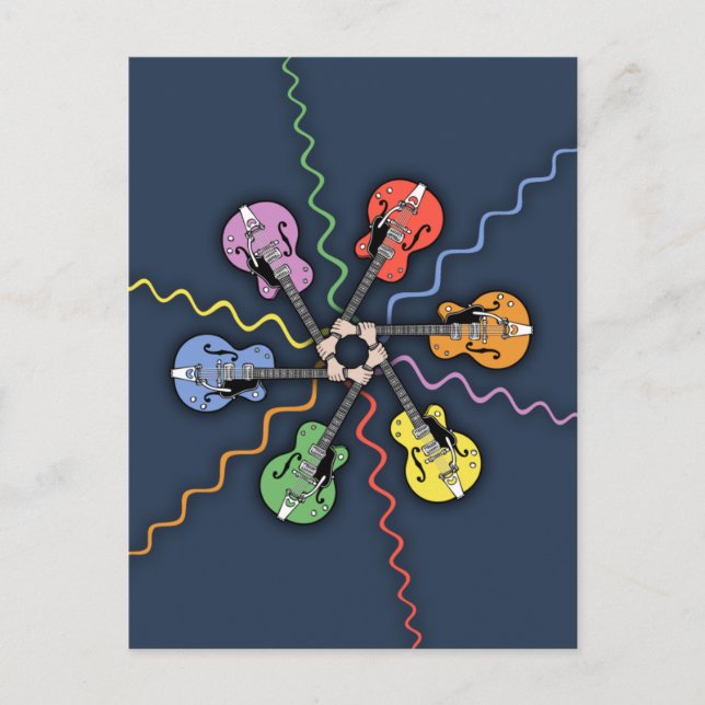 Carte Postale Roue couleur guitare (Devant)