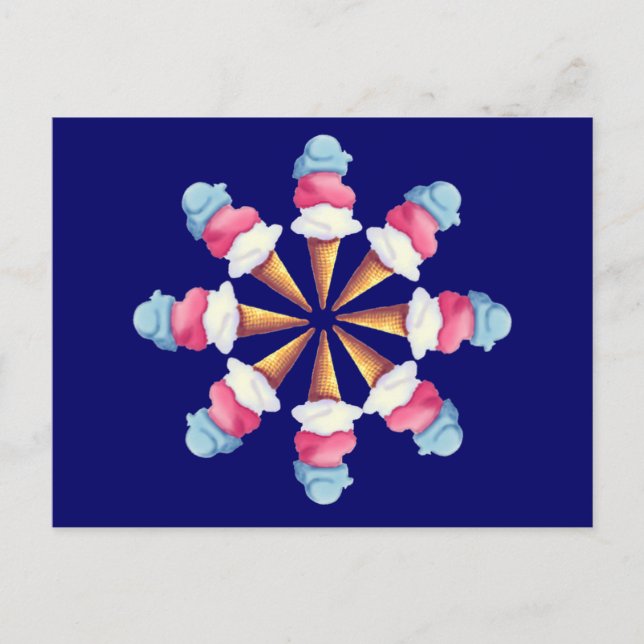 CARTE POSTALE ROUE DE CONE CRÈME GLACE PAR SHARON SHARPE (Devant)