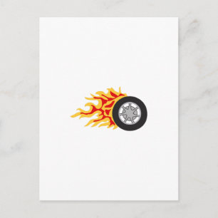 CARTE POSTALE ROUE DE COURSE AVEC FLAMMES