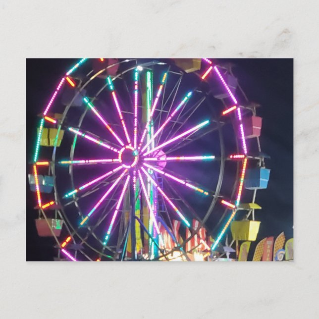 Carte Postale Roue Ferris colorée (Devant)