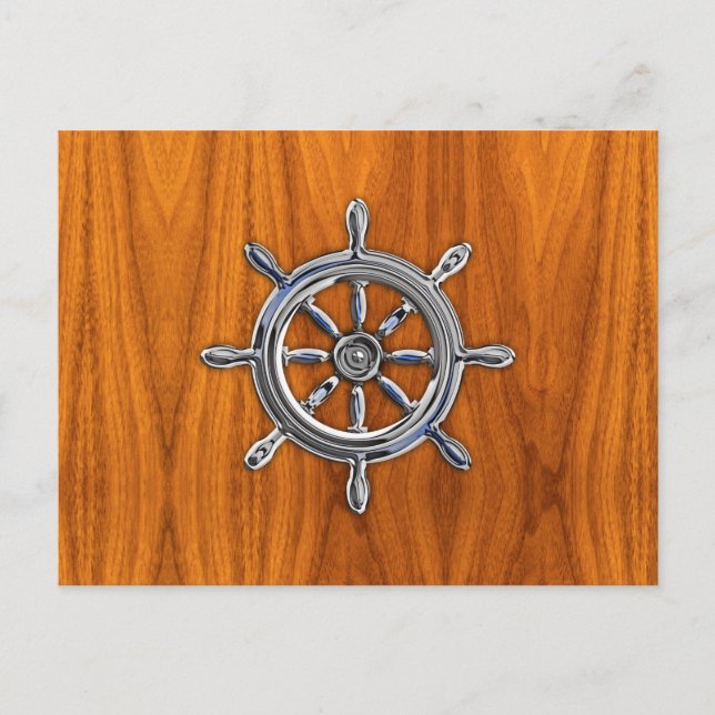 Carte Postale Roue nautique sur placage de teck (Devant)
