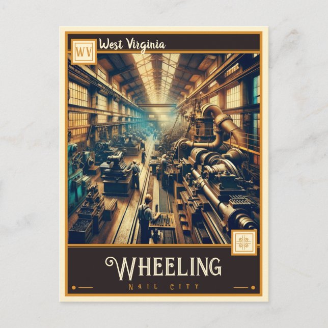 Carte Postale Roue, Virginie-Occidentale | VINTAGE (Devant)