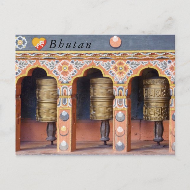 Carte Postale Roues à prières - Bhoutan (Devant)