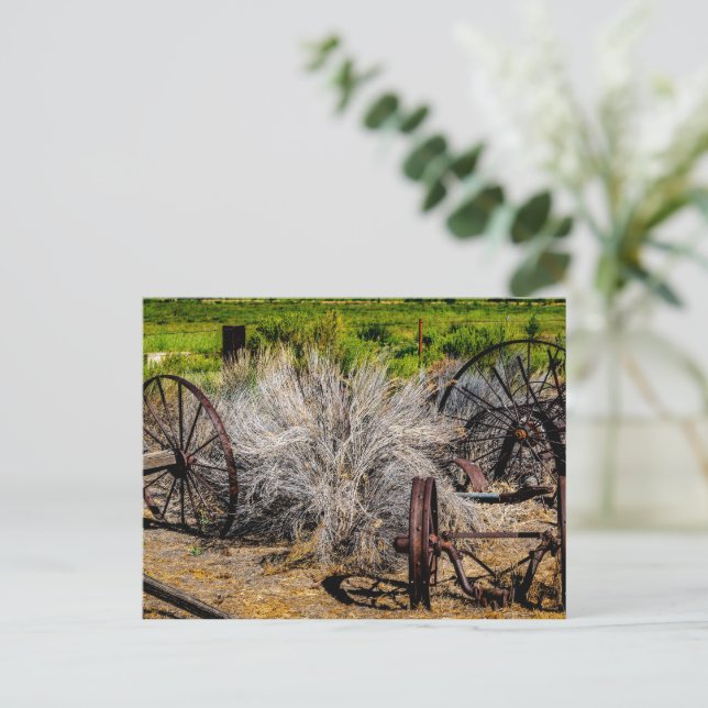 Carte Postale Roues de Ranch Historique Brillantes (Debout devant)