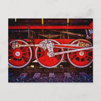 Carte Postale Roues de train à vapeur vintage