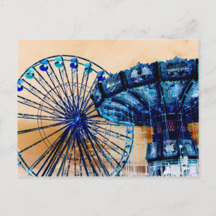 Carte Postale Roues roulettes bleues jaunes
