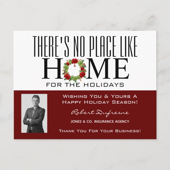 Carte postale rouge à couronne 'Chez soi' (Devant)