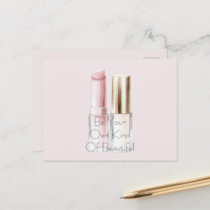 Carte Postale Rouge à lèvres blanc rose Vernis à ongles ivoire