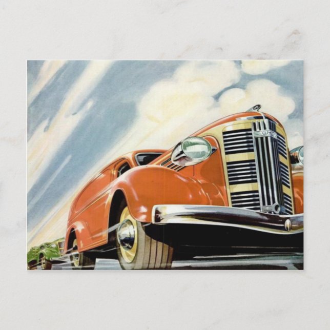 Carte postale rouge Art déco des années 1930 (Devant)