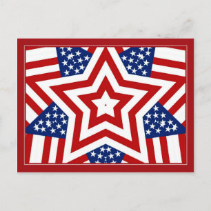 Carte Postale Rouge blanc & bleu Star Design pour ajouter du tex