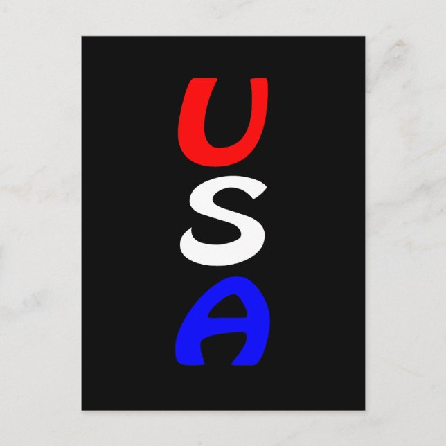 Carte postale rouge, blanc et bleu des États-Unis (Devant)