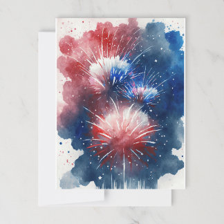 Carte postale Rouge blanc et bleu Fireworks