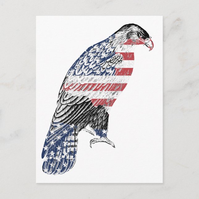 Carte Postale Rouge Blanc Et Bleu USA Patriotique Eagle Art (Devant)