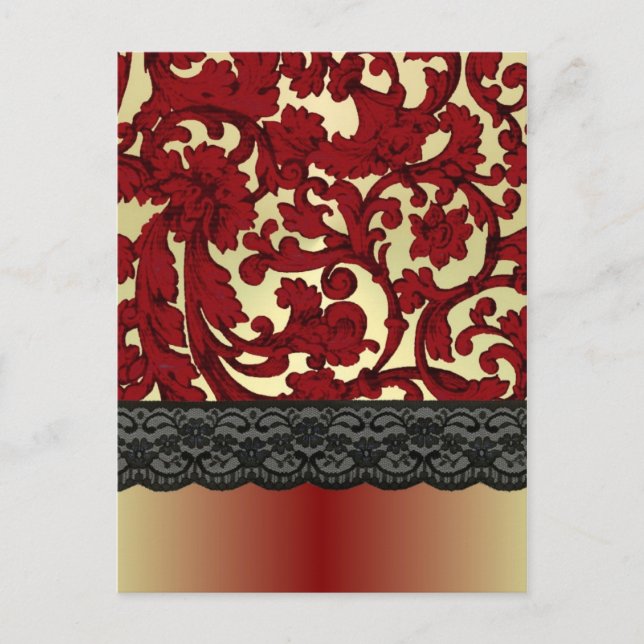 Carte Postale Rouge brique et damas doré (Devant)