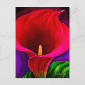 Carte Postale Rouge Cala Lily peinture à la floraison Art - Mult