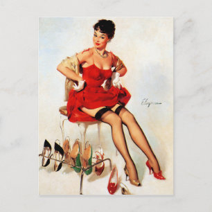 Carte Postale Rouge Chaussures Pin Up