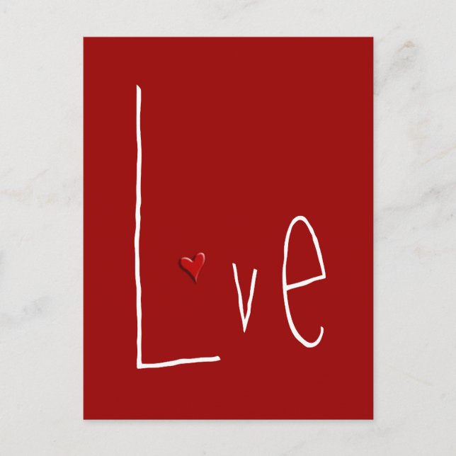 Carte postale rouge Coeur d'amour (Devant)