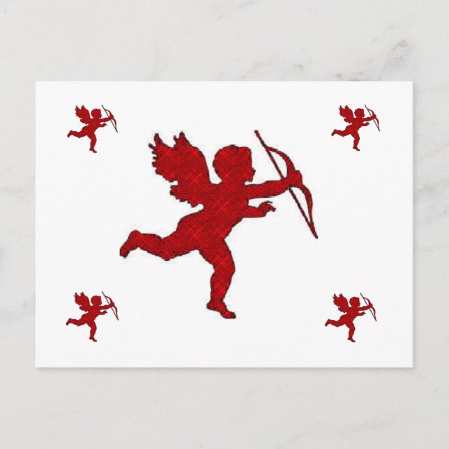 Carte postale rouge cupide (Devant)