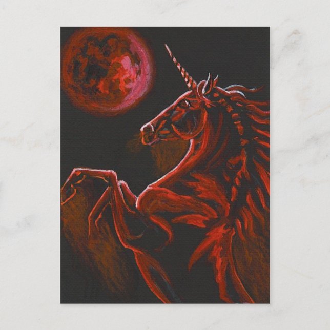 Carte postale rouge de la licorne 2 (Devant)