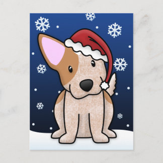 Carte postale rouge de Noël de Kawaii Heeler