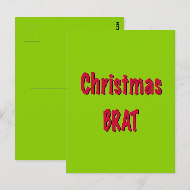 Carte Postale Rouge de Noël et Vert de Brat (Devant / Derrière)