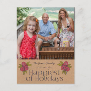 Carte postale rouge de photo de Noël de baies de