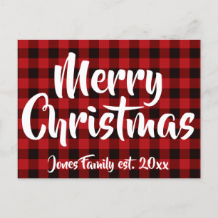 Carte Postale Rouge du pays, buffle noir plaid - Joyeux Noël