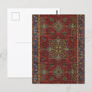 Carte Postale Rouge et bleu classique, Motif de tapis persan