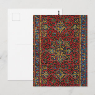 Carte Postale Rouge et bleu classique, Motif de tapis persan