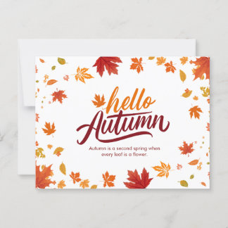 Carte Postale Rouge et orange Bonjour automne
