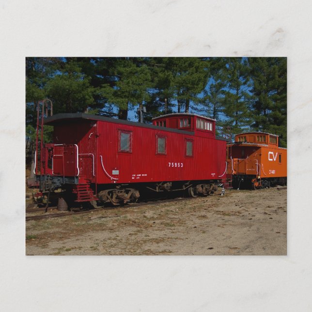 Carte postale Rouge et orange Caboose (Devant)