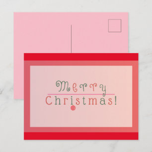 Carte Postale Rouge et Rose Joyeux Noël Joyeux & Ornement
