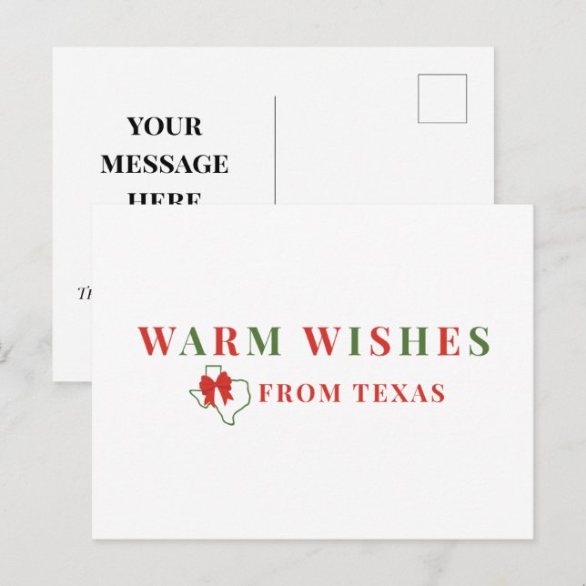 Carte Postale Rouge et Vert Warm Warm Warm Warm Wars from Texas  (Devant / Derrière)