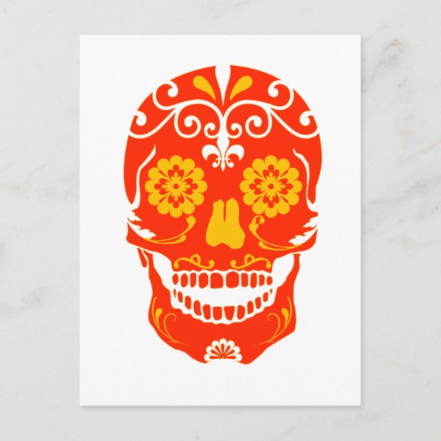 CARTE POSTALE ROUGE FIRED SKULL (Devant)